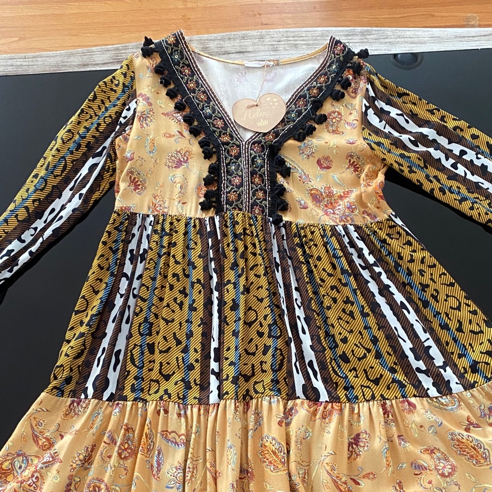 Helena Floral Black and Brown Dress